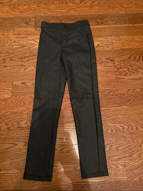 Black Zara kids Straight-Leg faux leather leggings